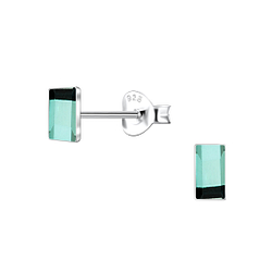 2x5mm Rectangle Glass Silver Stud Earrings - 24734