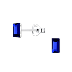 2x5mm Rectangle Glass Silver Stud Earrings - 24734
