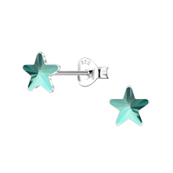 5mm Star Crystal Silver Stud Earrings - 24736