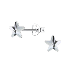 5mm Star Glass Silver Stud Earrings - 24736