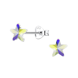 5mm Star Crystal Silver Stud Earrings - 24736