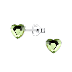 6mm Heart Crystal Silver Stud Earrings - 24737