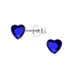 6mm Heart Crystal Silver Stud Earrings - 24737
