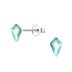 4x6mm Kite Shaped Crystal Silver Stud Earrings - 24738