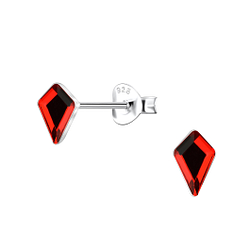 4x6mm Kite Shaped Crystal Silver Stud Earrings - 24738