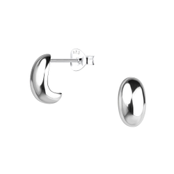 Silver Half Hoop Stud Earrings - 24939