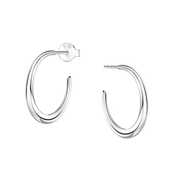 Silver Half Hoop Stud Earrings - 24940 Silver Half Hoop Stud Earrings - 24940