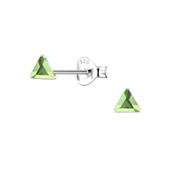 3mm Triangle Glass Silver Stud Earrings - Wholesale - 24727