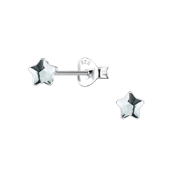 4mm Star Crystal Silver Stud Earrings - 24730