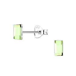 2x5mm Rectangle Glass Silver Stud Earrings - Wholesale - 24734