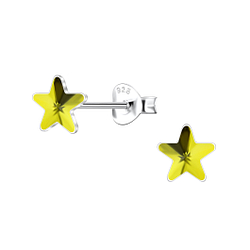5mm Star Crystal Silver Stud Earrings - 24736