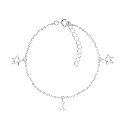 Silver Moon and Star Bracelet - 25134