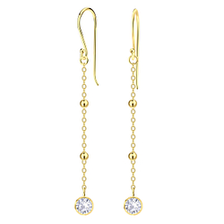 Silver Satellite Chain with Single Stone Earrings - 25136