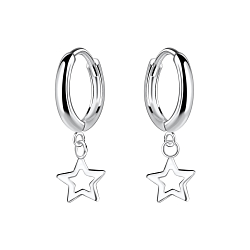 Silver Star Charm Huggie Earrings - 25137
