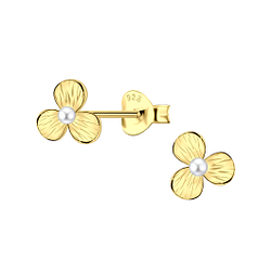 Silver Flower Stud Earrings - 23525