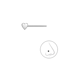 Silver Heart Nose Stud - 25282