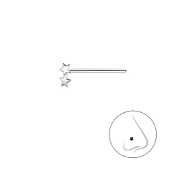 Silver Double Star Nose Stud - 25284