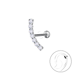 Silver Curved with Titanium Labret - 25422