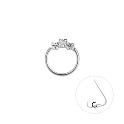Silver Crystal Nose Ring - 25885