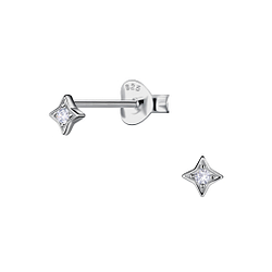 Silver Star Stud Earrings - 24061