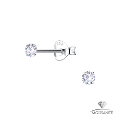 3mm Round Moissanite Silver Stud Earrings - Wholesale - 25775 3mm Round Moissanite Silver Stud Earrings - Wholesale - 25775