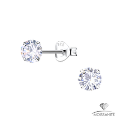 5mm Round Moissanite Silver Stud Earrings - Wholesale - 25776 5mm Round Moissanite Silver Stud Earrings - Wholesale - 25776
