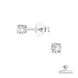 3mm Round Moissanite Silver Stud Earrings - Wholesale - 25781 3mm Round Moissanite Silver Stud Earrings - Wholesale - 25781