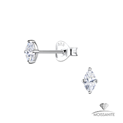 2x4mm Marquise Moissanite Silver Stud Earrings - Wholesale - 25786