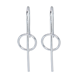 Silver Thread Through Geometric Earrings - 1418
