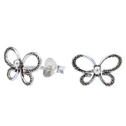 Silver Butterfly Stud Earrings - 1026