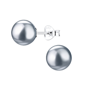 8mm Pearl Silver Stud Earrings1439