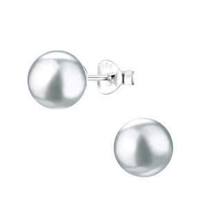 8mm Pearl Silver Stud Earrings1439