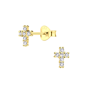 Silver Cross Cubic Zirconia Stud Earrings7801