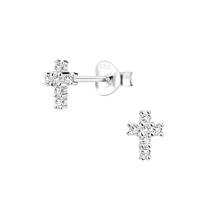 Silver Cross Cubic Zirconia Stud Earrings1285