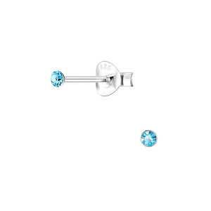 2mm Round Crystal Silver Stud Earrings1706