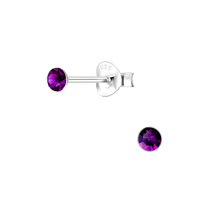 3mm Round Crystal Silver Stud Earrings1708
