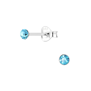 3mm Round Crystal Silver Stud Earrings1708