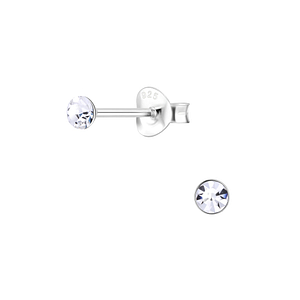 3mm Round Crystal Silver Stud Earrings1708