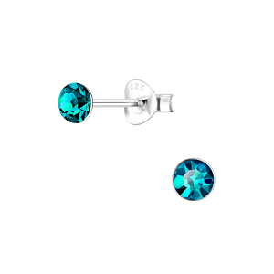 4mm Round Crystal Silver Stud Earrings1709