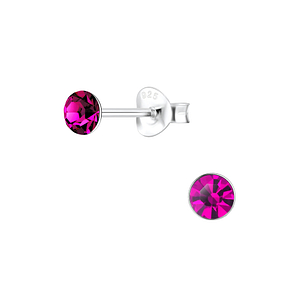 4mm Round Crystal Silver Stud Earrings1709