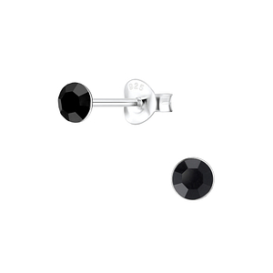 4mm Round Crystal Silver Stud Earrings1709