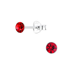 4mm Round Crystal Silver Stud Earrings1709