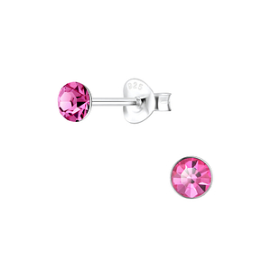 4mm Round Crystal Silver Stud Earrings1709