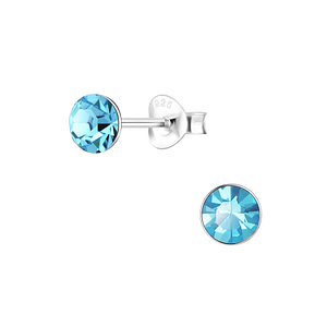 5mm Round Crystal Silver Stud Earrings1710