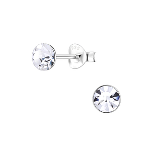 5mm Round Crystal Silver Stud Earrings1710