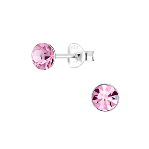 5mm Round Crystal Silver Stud Earrings1710