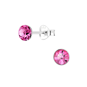 5mm Round Crystal Silver Stud Earrings1710