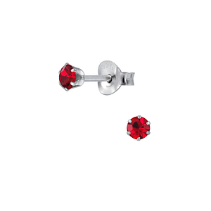 3mm Round Crystal Silver Stud Earrings1972