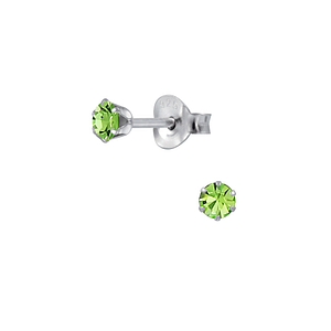 3mm Round Crystal Silver Stud Earrings1972