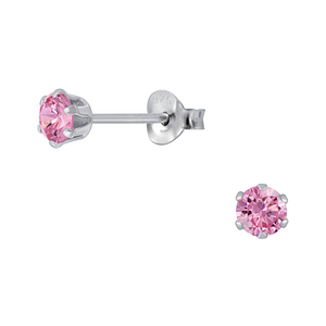 4mm Round Cubic Zirconia Silver Stud Earrings1976